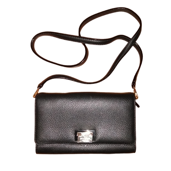 kate spade Bags Kate Spade Black Foldover Leather Crossbody Mini